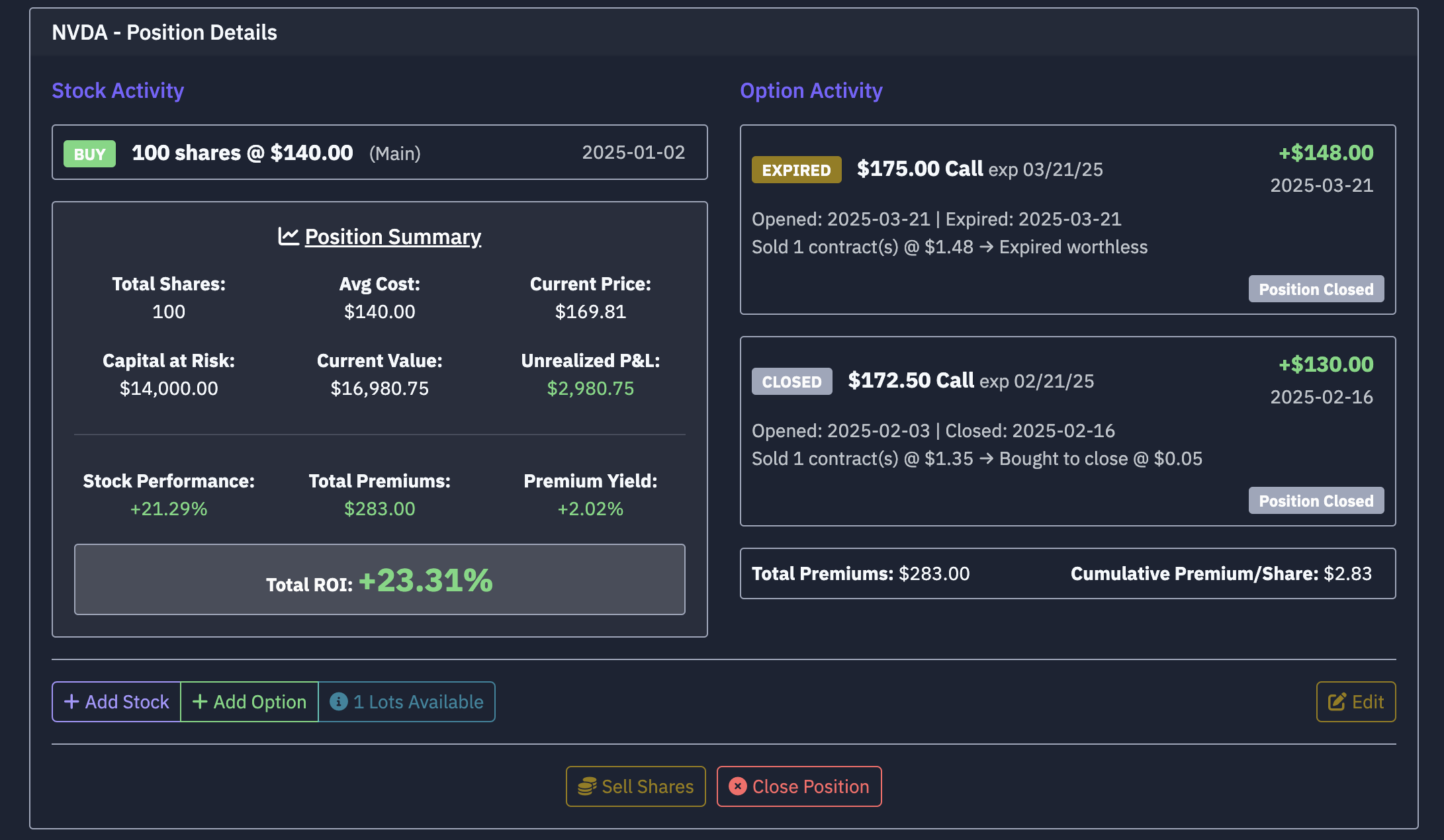 Position Journal Tracking